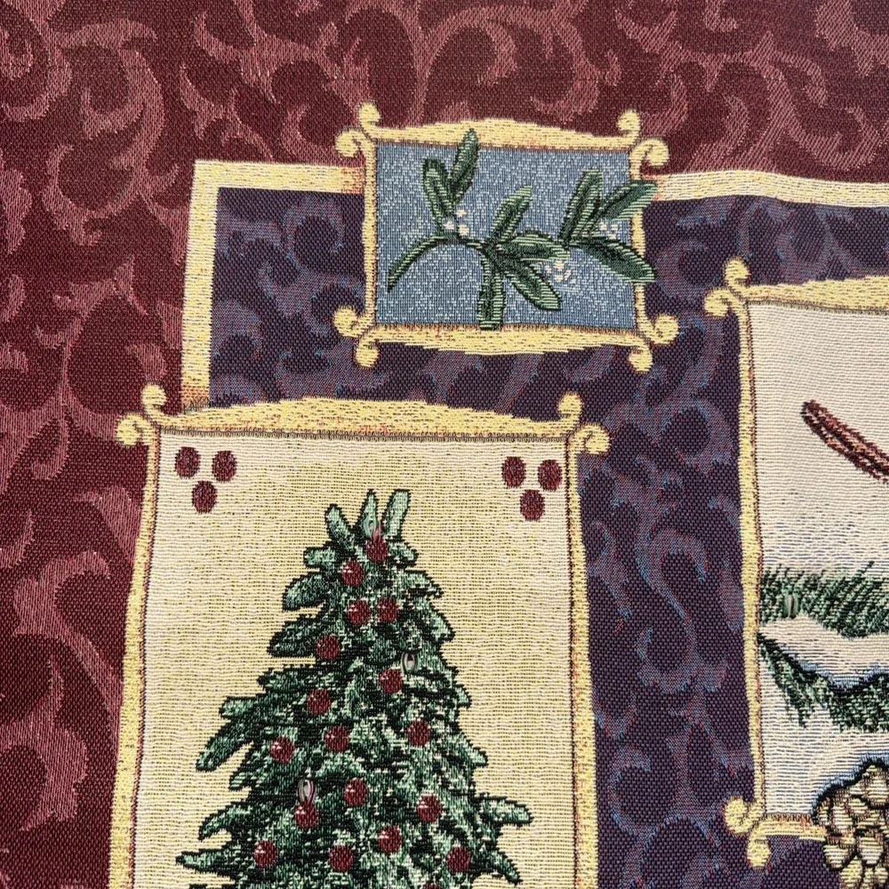 Fireside Christmas Wall Tapestry Red Cardinals Tree Country 36x25 NO LIGHTS Read